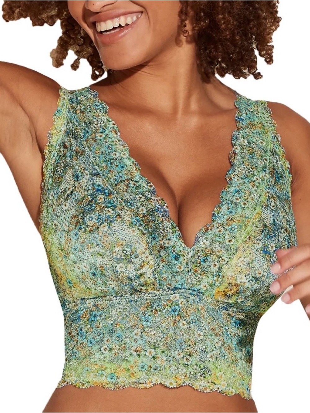 Cosabella Say Never Printed
Curvy Plungie Longline Bralette in Ombre Fleur Sz S